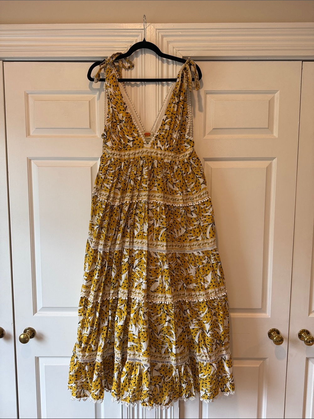 FARM Rio Yellow Floral Tie-Strap Tiered Maxi Dress - Picture 2 of 2